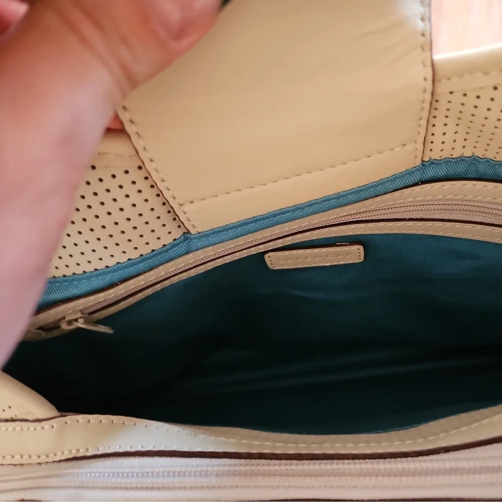 LEVENGER Perforated Leather‎ Ivory Large Hobo Bag